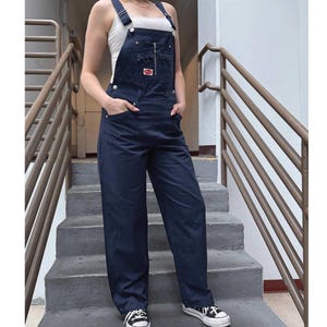 Revolt Womens Retro-Inspired Twill Cotton Dungaree Jumpsuit Multi Pocket Long Gardeners Artists Overalls