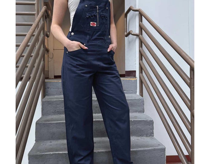 Revolt Womens Retro-Inspired Twill Cotton Dungaree Jumpsuit Multi Pocket Long Gardeners Artists Overalls