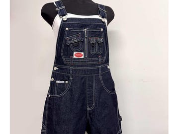 Revolt Vintage 90s Overalls Dungaree Shortall, Deadstock Rompers, Durable Cotton Multi Pocket Bib, Utility Pockets Short Overalls