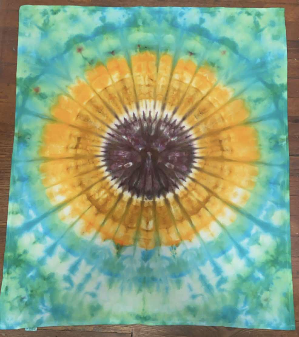 Ice Dyed Sunflower Tapestry 33"x38"