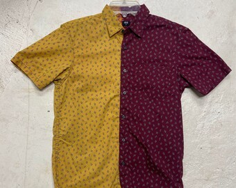Adult XS Burgendy and Gold Reverse Dyed Button Down Shirt