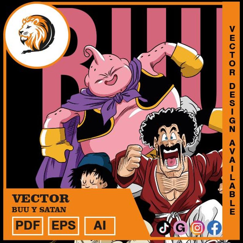vector-anime-mr-satan-y-majin-buu-dbz-etsy-canada