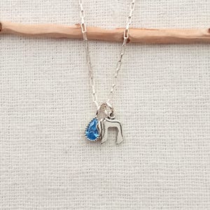 Jewish chai pendant necklace. Sterling 925. Judaica chai w teardrop CZ jewish necklace. Protection jewelry. Judaica jewelry. Made in Israel