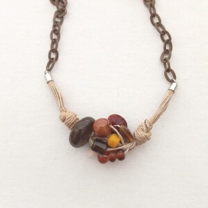 Hemp necklace. Men unique necklace. Hippie necklace for him. Statement necklace. Hippie necklace. Ceramic and glass beads. Gift for him