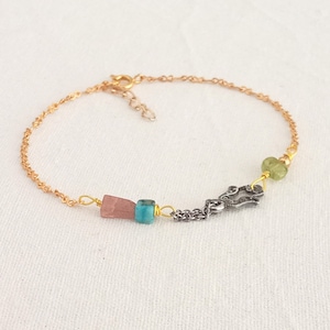 Tobillera de Fátima con piedras preciosas: amuleto chapado en oro, joya protectora