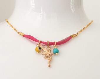 Pequeño colgante de la guarda chapado en oro. Collar de ángel. Amuleto. Protección. Regalo para Bat Mitzvá.