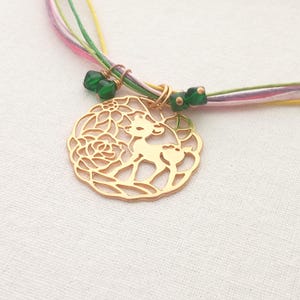 Bambi necklace. Bambi nature choker necklace. Round delicate Bambi medallion choker necklace. Sweet choker necklace. Gifts for Her. Bambi