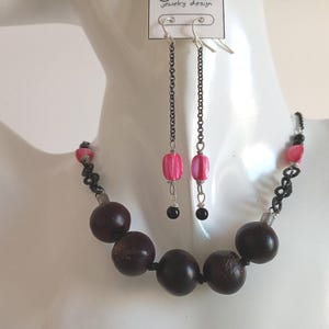 Tagua nut jewelry. Tagua necklace. Tagua nut earrings. Jewelry sets for women. Organic jewelry. Black set gift. Black jewelry set for women