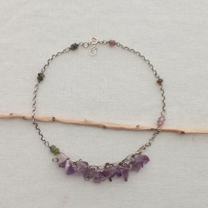 Amethyst anklet. Sterling silver anklet. Gemstone amethyst February women gift anklet. Handmade anklet. Waterproof amethyst anklet. Festival image 8