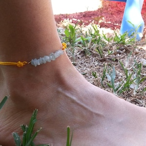 Bio gemstone row aquamarine gold anklet. Dainty evil eye protection anklet. Vacation anklet. Summer 2025. Women&#39;s gift. Organic stone anklet