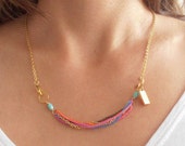 Rainbow gold necklace. Layered necklace. Colorful chain necklace. Dainty. Multicolor chain necklace. Boho necklace. Perfect gift for her
