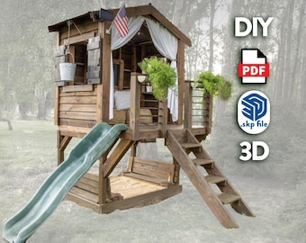 DIY Wooden Playhouse for backyard, treehouse