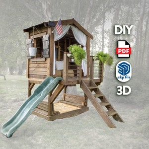 DIY Wooden Playhouse for backyard, treehouse