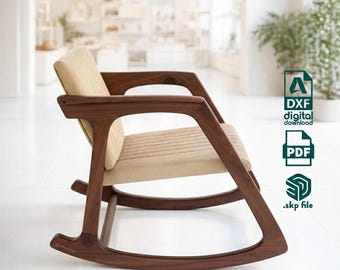 CNC Outdoor Rocking Chair Plan: DXF File, Woodworking Project