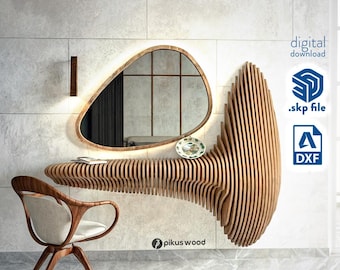 Parametric Wall Shelf CNC Files: Wooden Wall Decor (DXF, SKP)