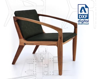 Holz Cafe Stuhl DWG-Datei: CNC bereit digitaler Download