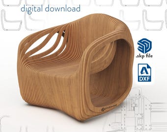 Parametric Armchair DXF Files: CNC Wood Chair Model (Digital Download)