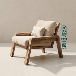 Progetti di falegnameria fai-da-te per mobili da giardino moderni / Set divano e poltrona da esterno / Lista di taglio digitale, PDF, DXF, Skp / Modelli per area relax da patio