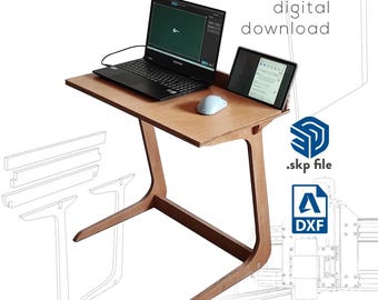 Laptop Schreibtisch aus Holz CNC DXF Datei: Tragbarer Laptop Ständer (Digitaler Download)