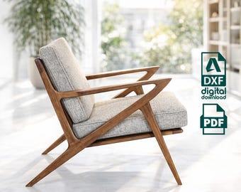 Wooden Cafe Chair DWG File: Rustic CNC Cut Design (Digital Download)