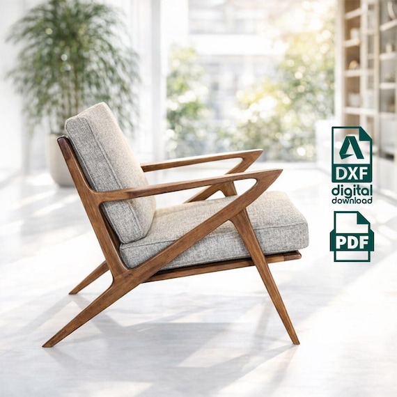 Wooden Cafe Chair DWG File: Rustic CNC Cut Design (Digital Download)