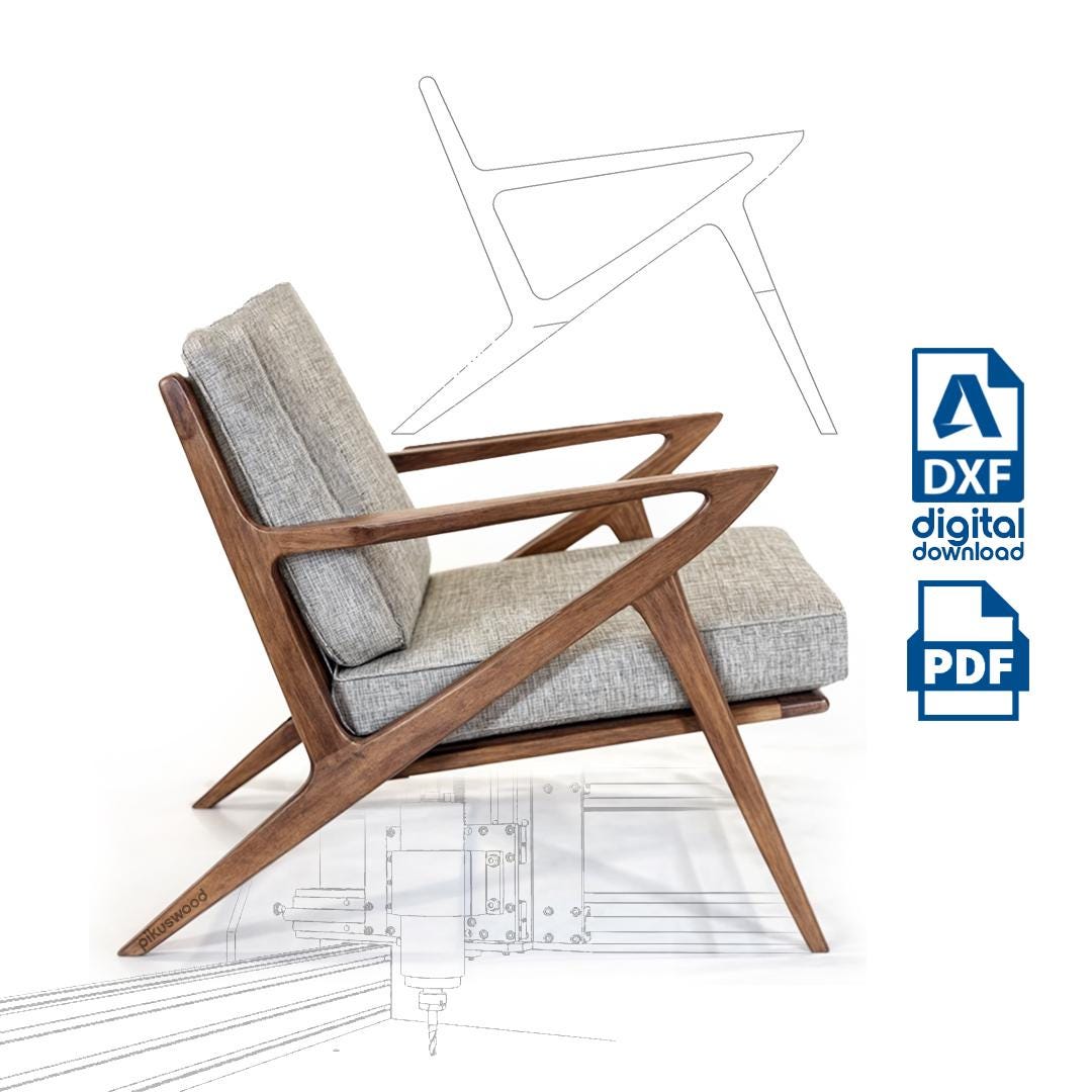 Holz Café Stuhl DWG Datei: Rustikales CNC Schnitt Design (digitaler Download)