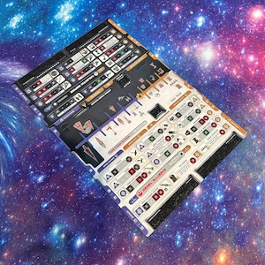 May include: A rectangular board game player mat featuring the Rebel Alliance and Galactic Empire factions. The mat displays various ship icons, tactical action slots, and text labels including Rebel Alliance, Galactic Empire, and Space Tactics.