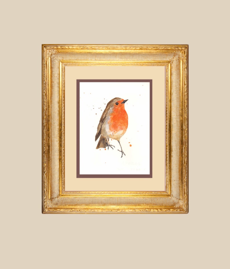 Watercolor ROBIN Print hostess gift 8x10 print bird art Etsy
