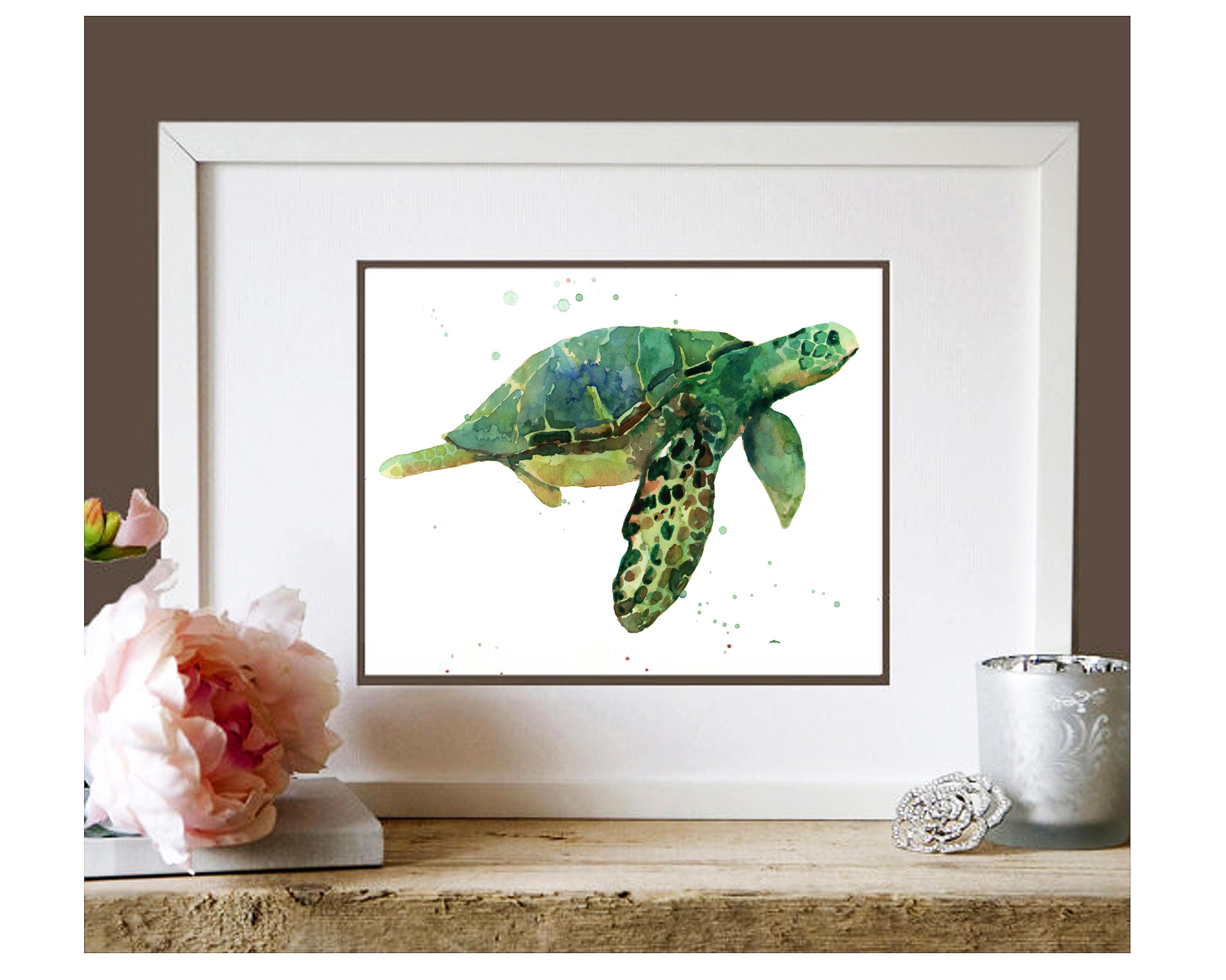 SEA TURTLE Watercolor Print Kids Wall Art Ready to Frame | Etsy