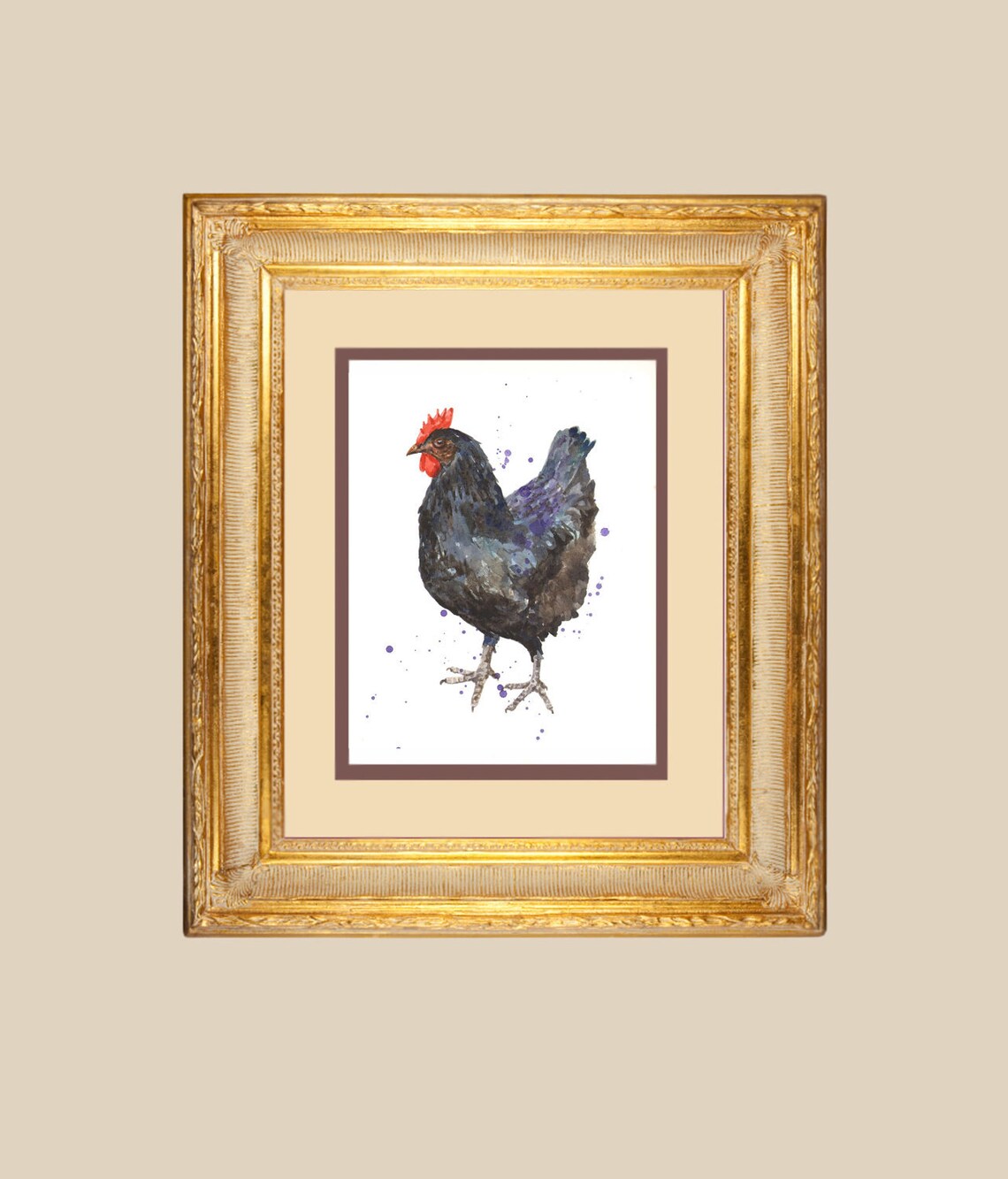 Black Chicken Print Rustic Kitchen Art Etsy