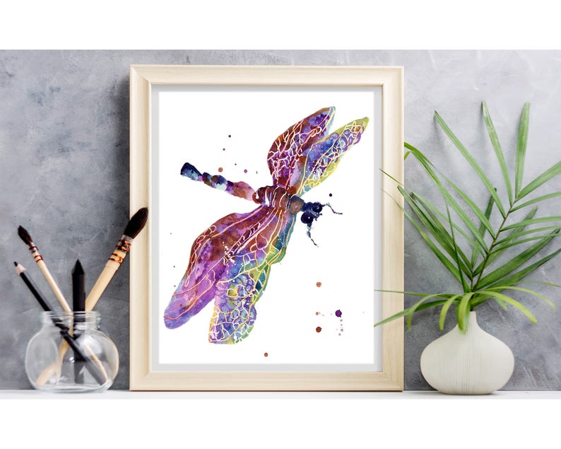 Dragonfly Art Dragonfly Painting Uk Etsy