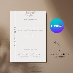 May include: A white certificate with black text that reads "ZERTIFIKAT" and "Hiermit wird bestätigt, dass erfolgreich am Kurs "PORTAL ENTDECKE DEINE WEIBLICHE URKRAFT" teilgenommen hat. 12 Wochen 9. November 2024-25 Januar 2025 AUSGESTELLT AM 25.01.2025" with two signatures that read "Anna Musterfrau Kursleiterin" and "Anna Musterfrau Kursleiterin".