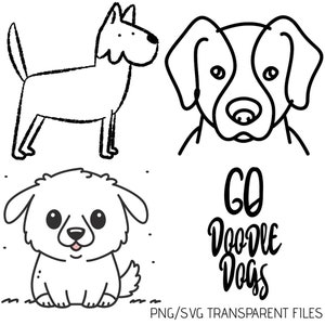 60 Perros Doodle Dibujado a mano PNG SVG Dibujos Digital Gorgeous Clipart Imprimible Ornamental Lineart Clip Art Scrapbooking Descarga Instantánea #01