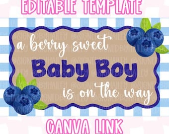 Banner para baby shower de niño "Berry Sweet" - Plantilla digital editable de Canva
