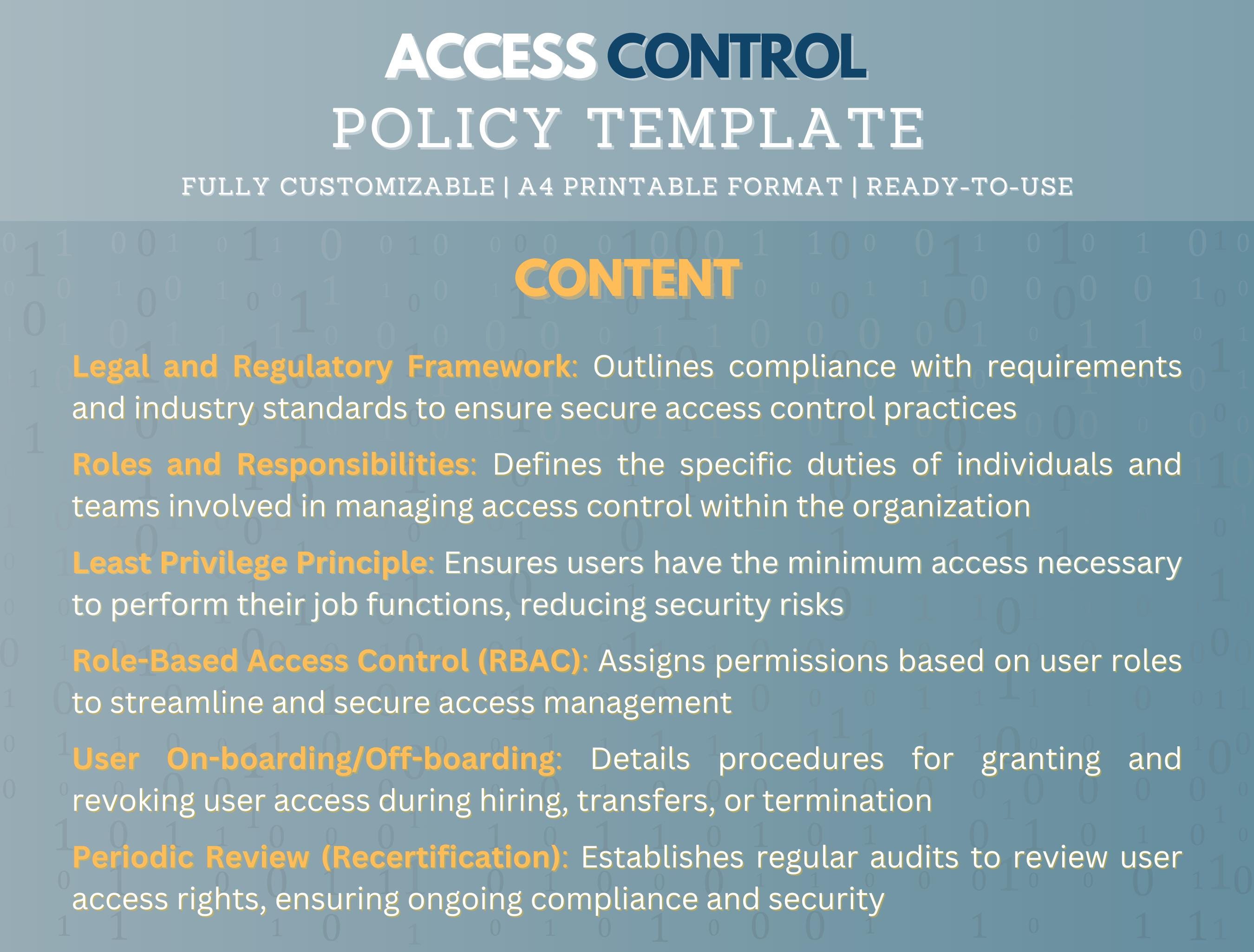Access Control Policy Template | ISO 27001 Compliant (DOCX) - Etsy