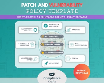 Patch & Vulnerability Management Policy Template | NIST 800-40r4, ISO 27001 Compliance (docx, pptx)