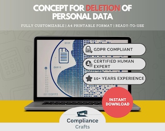 GDPR Compliant Data Deletion Template | Customizable DOCX (Digital Download)