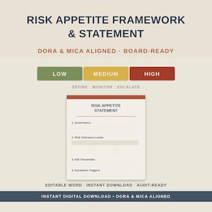 Risk Management Framework Statement Template, DORA MiCA Aligned (Instant Download)