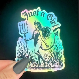 Pegatina holográfica "Solo una chica" / "Diablo"