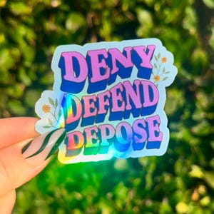 Deny Defend Depose | Purple Holographic Leftist Punk Stickers