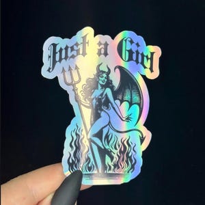 Gewoon een meisje | Holografische sticker duivel