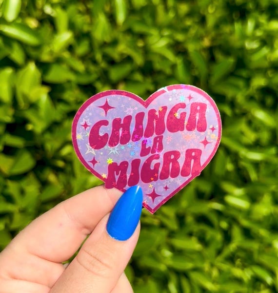 CHINGA La MIGRA | Sparkly Punk Anti-ICE Anti-Fascist Leftist Holographic Sticker