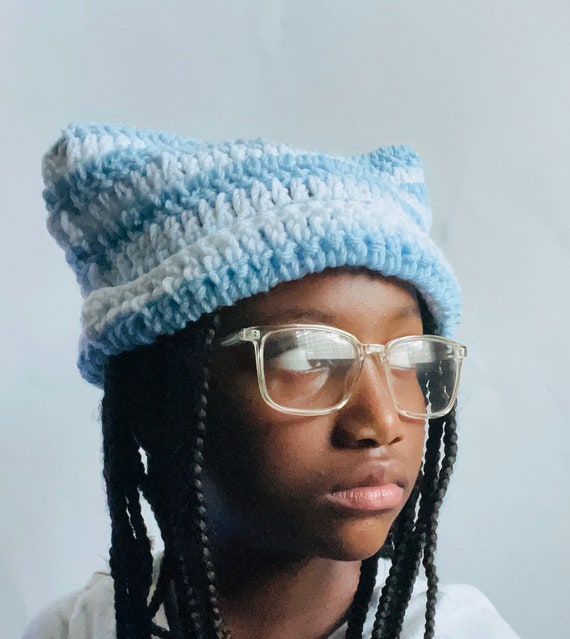 Autumn Winter Outdoor Warm Knitting Caps Cute Striped Cat