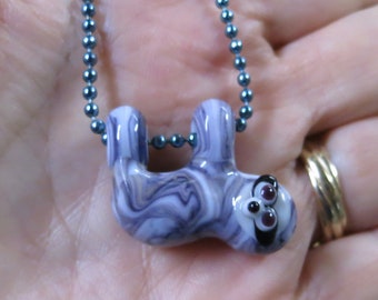 Streaky Purple Sloth Lampwork Glass Bead