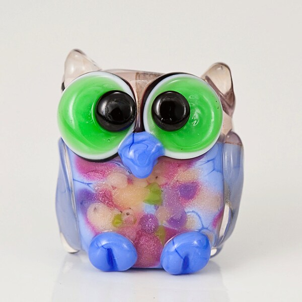 RESERVED for TINA - Periwinkle Pink Owl Lampwork Bead