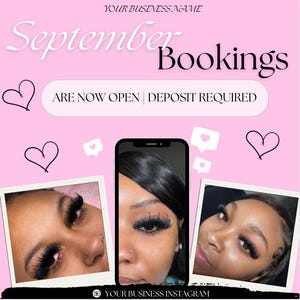 September,Lash Deal Flyer, Lash Special Flyer, Lash Sale, Lash Extensions Flyer, back to school Lash Flyer, Lash Appointments Book Now Promo