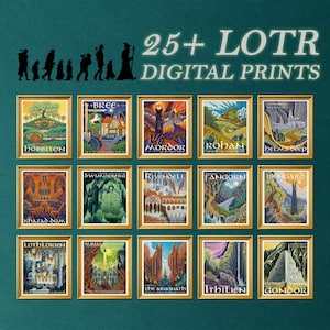 Lord of the Rings Travel Poster Set: Middle Earth Art (Digital Download)