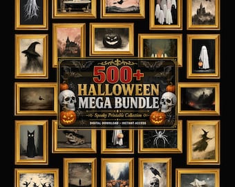 Vintage Halloween Print Set | 500+ Spooky Gothic Wall Art (Digital Download)