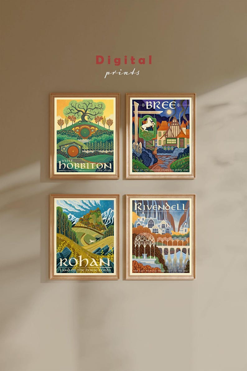 Lord of the Rings Travel Poster Set: Middle Earth Art (digital Download ...