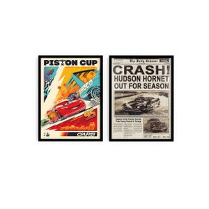 Set von 2 Autos Filmposter, Cartoon Poster, Animation Poster, Kinderzimmer Deko, Lightning McQueen, Wanddekoration, Autos Filmposter